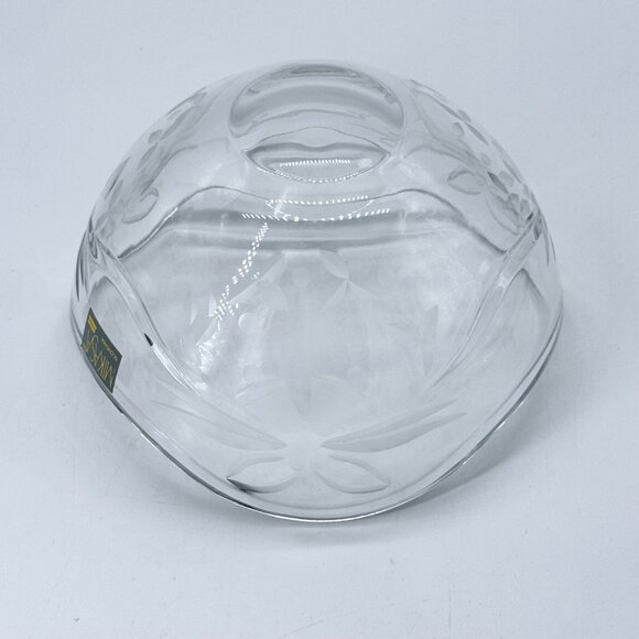 Vintage Mikasa Etched Clear Crystal Bowl 6" Slovenia Floral Design Decorative - Picture 5 of 5